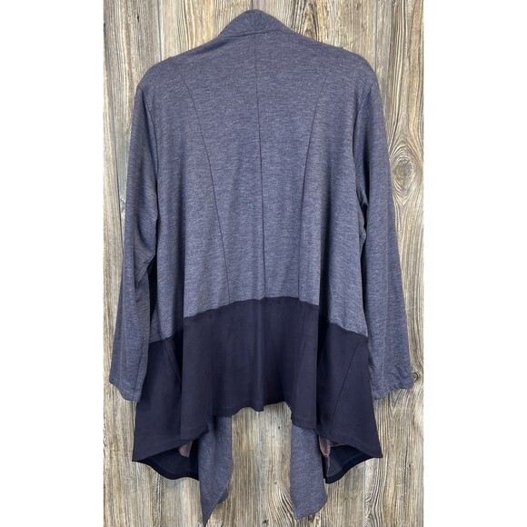 LOGO Lounge Blue French Terry Cardigan Womens 2XL Faux Suede Casual Cozy Chic - Picture 5 of 10